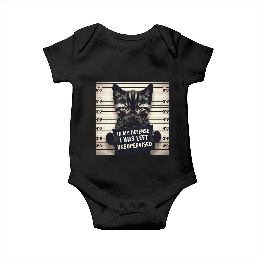 Funny Bad Cat Attitude Baby Onesie In My Defense I Was Left Unsupervised