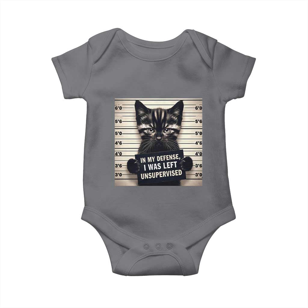 Funny Bad Cat Attitude Baby Onesie In My Defense I Was Left Unsupervised