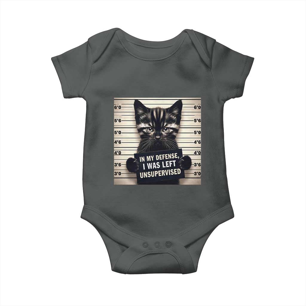 Funny Bad Cat Attitude Baby Onesie In My Defense I Was Left Unsupervised