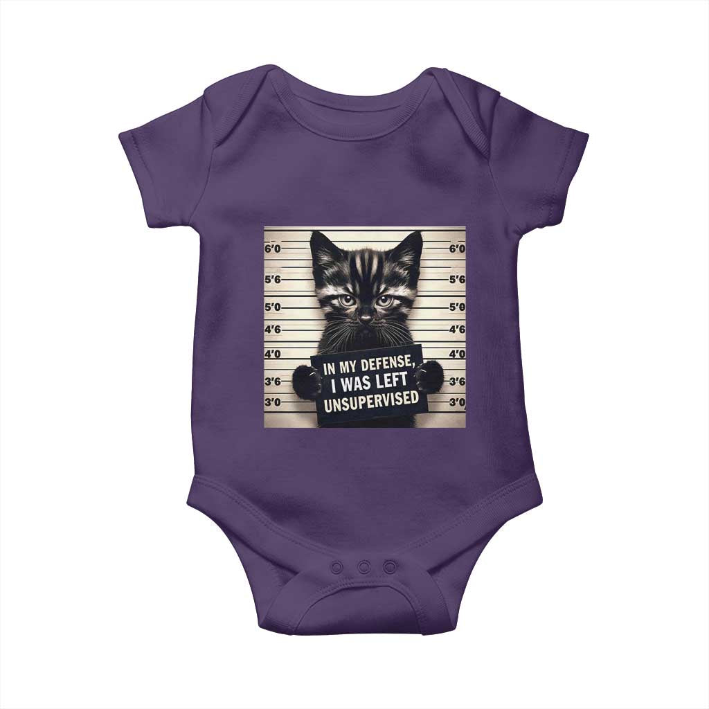 Funny Bad Cat Attitude Baby Onesie In My Defense I Was Left Unsupervised