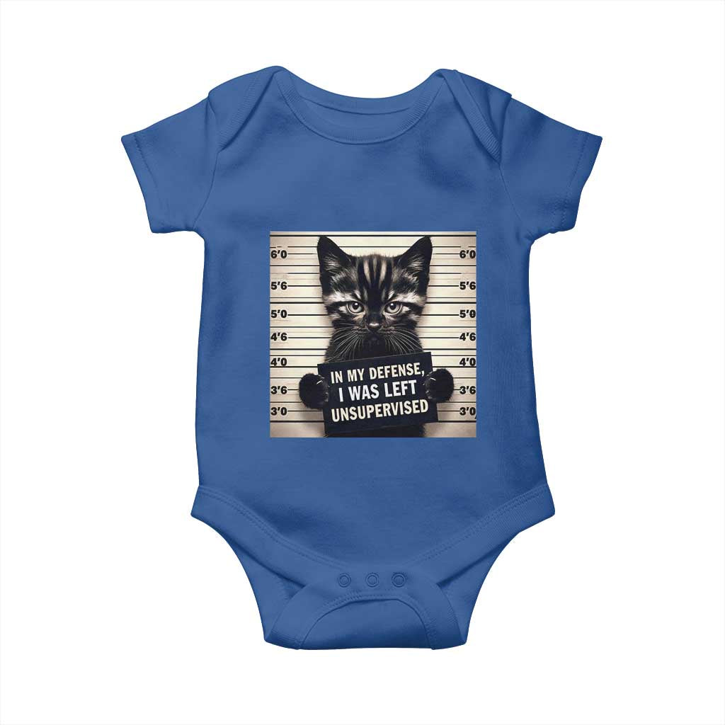 Funny Bad Cat Attitude Baby Onesie In My Defense I Was Left Unsupervised