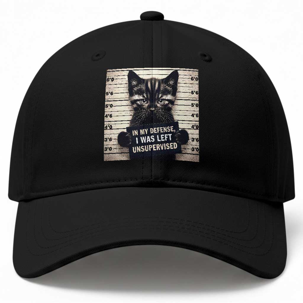 Funny Bad Cat Attitude Baseball Cap In My Defense I Was Left Unsupervised