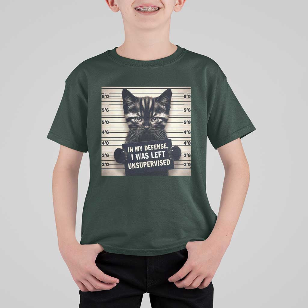 Funny Bad Cat Attitude T Shirt For Kid In My Defense I Was Left Unsupervised