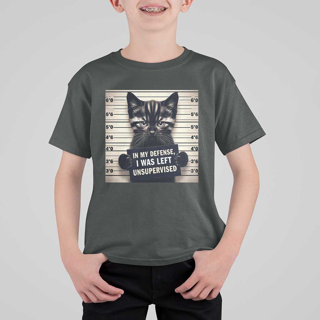 Funny Bad Cat Attitude T Shirt For Kid In My Defense I Was Left Unsupervised