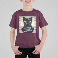 Funny Bad Cat Attitude T Shirt For Kid In My Defense I Was Left Unsupervised