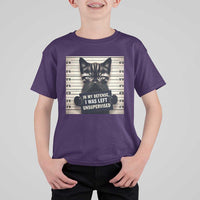Funny Bad Cat Attitude T Shirt For Kid In My Defense I Was Left Unsupervised