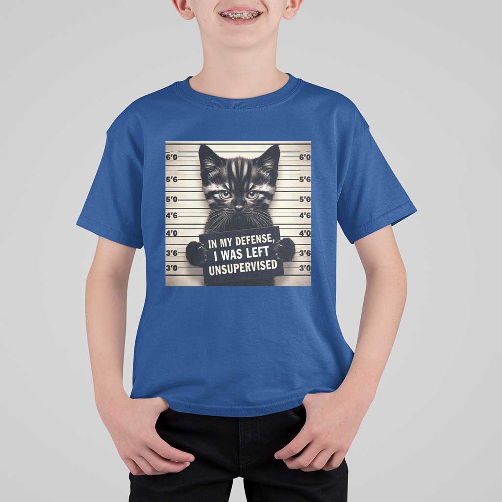 Funny Bad Cat Attitude T Shirt For Kid In My Defense I Was Left Unsupervised