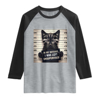 Funny Bad Cat Attitude Raglan Shirt In My Defense I Was Left Unsupervised
