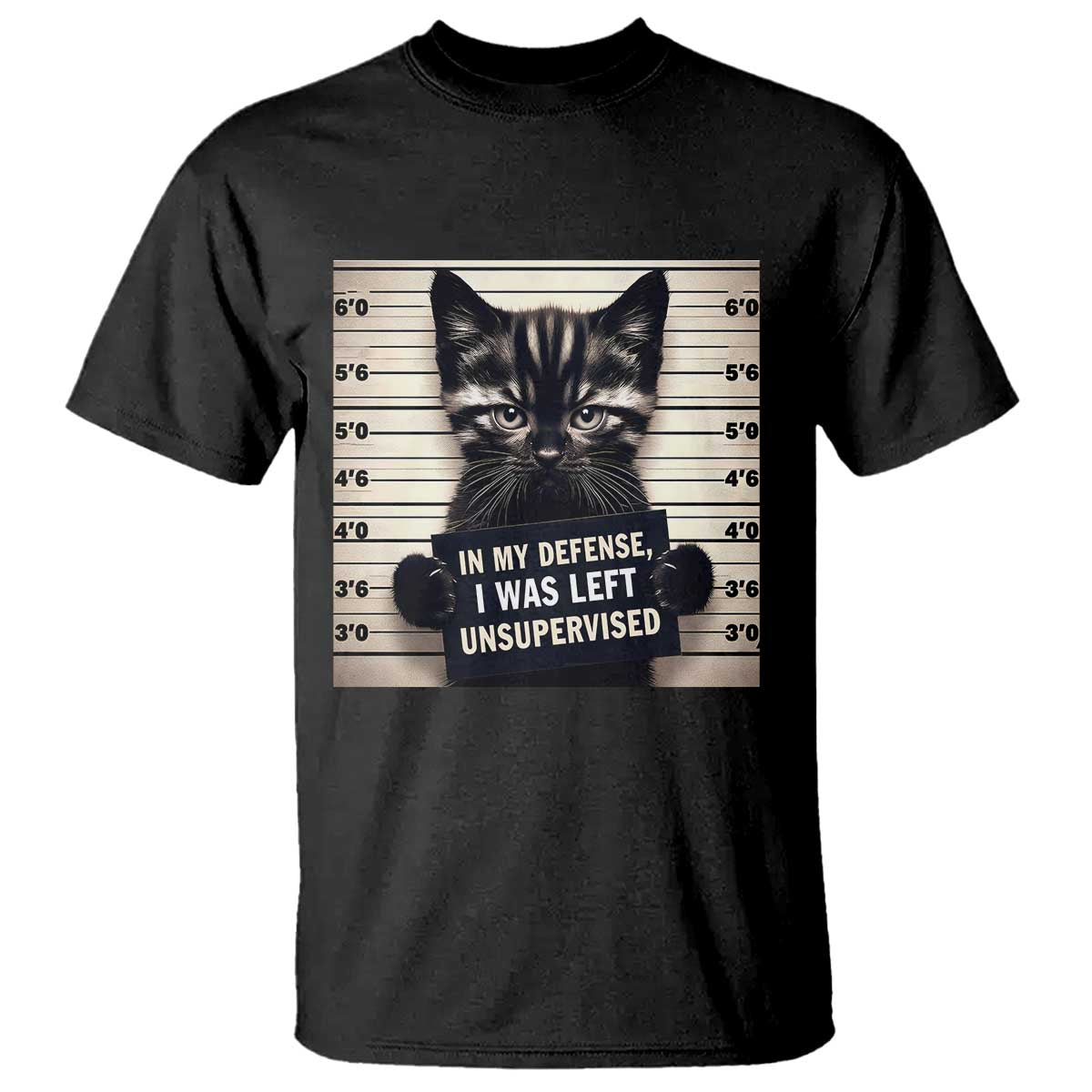 Funny Bad Cat Attitude T Shirt In My Defense I Was Left Unsupervised