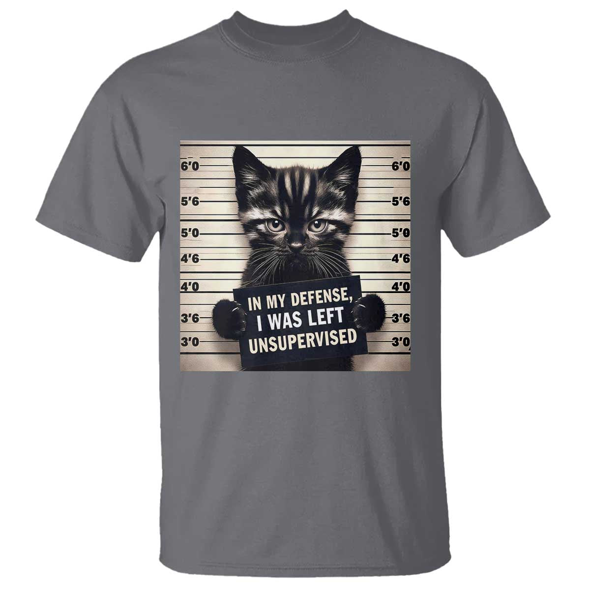 Funny Bad Cat Attitude T Shirt In My Defense I Was Left Unsupervised