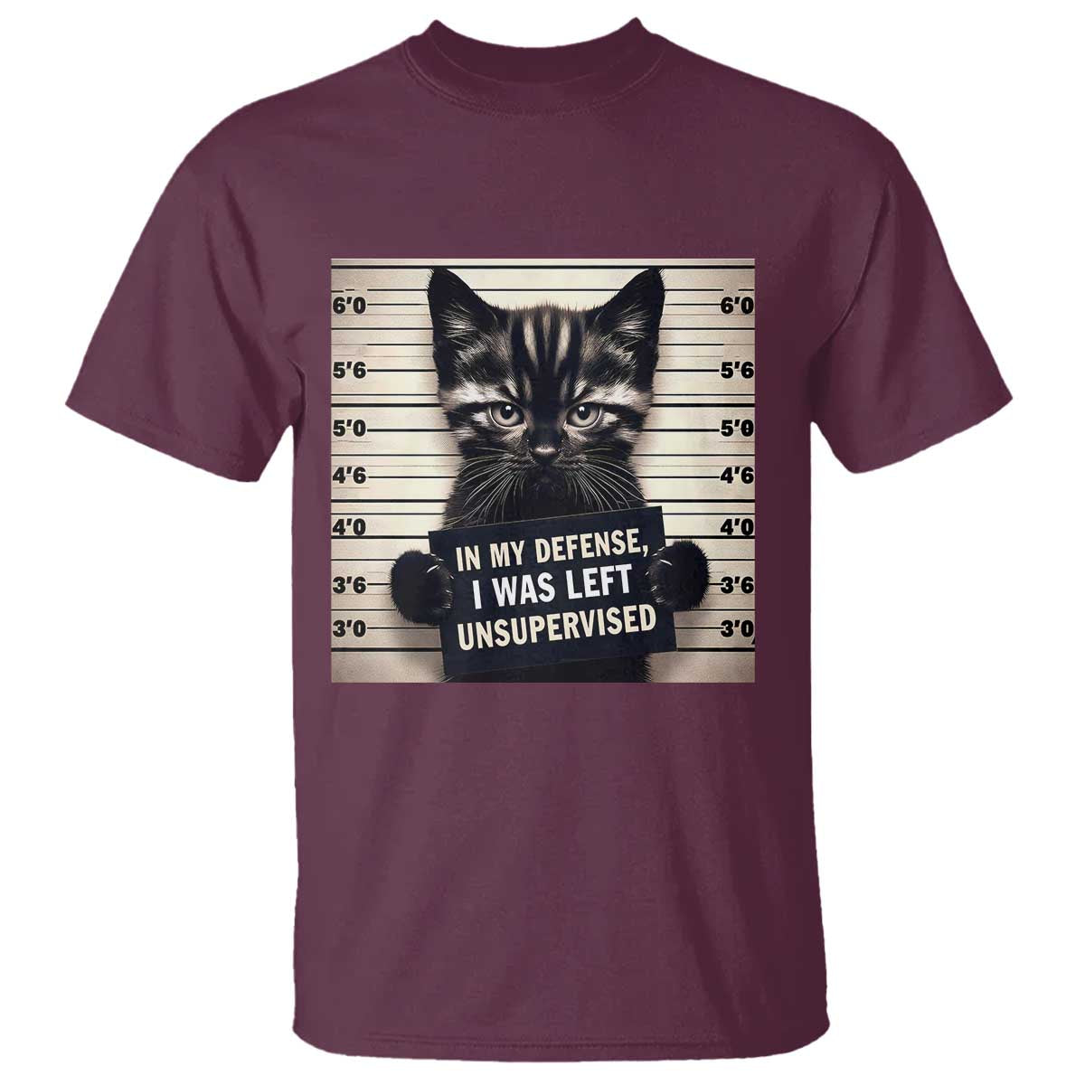Funny Bad Cat Attitude T Shirt In My Defense I Was Left Unsupervised