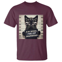 Funny Bad Cat Attitude T Shirt In My Defense I Was Left Unsupervised