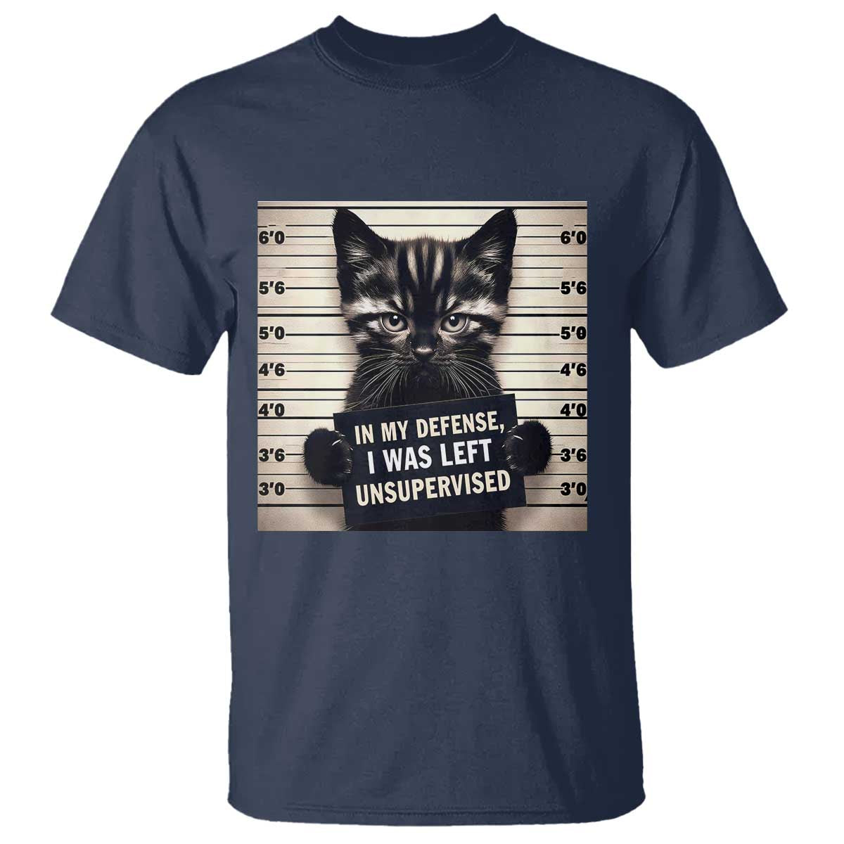 Funny Bad Cat Attitude T Shirt In My Defense I Was Left Unsupervised