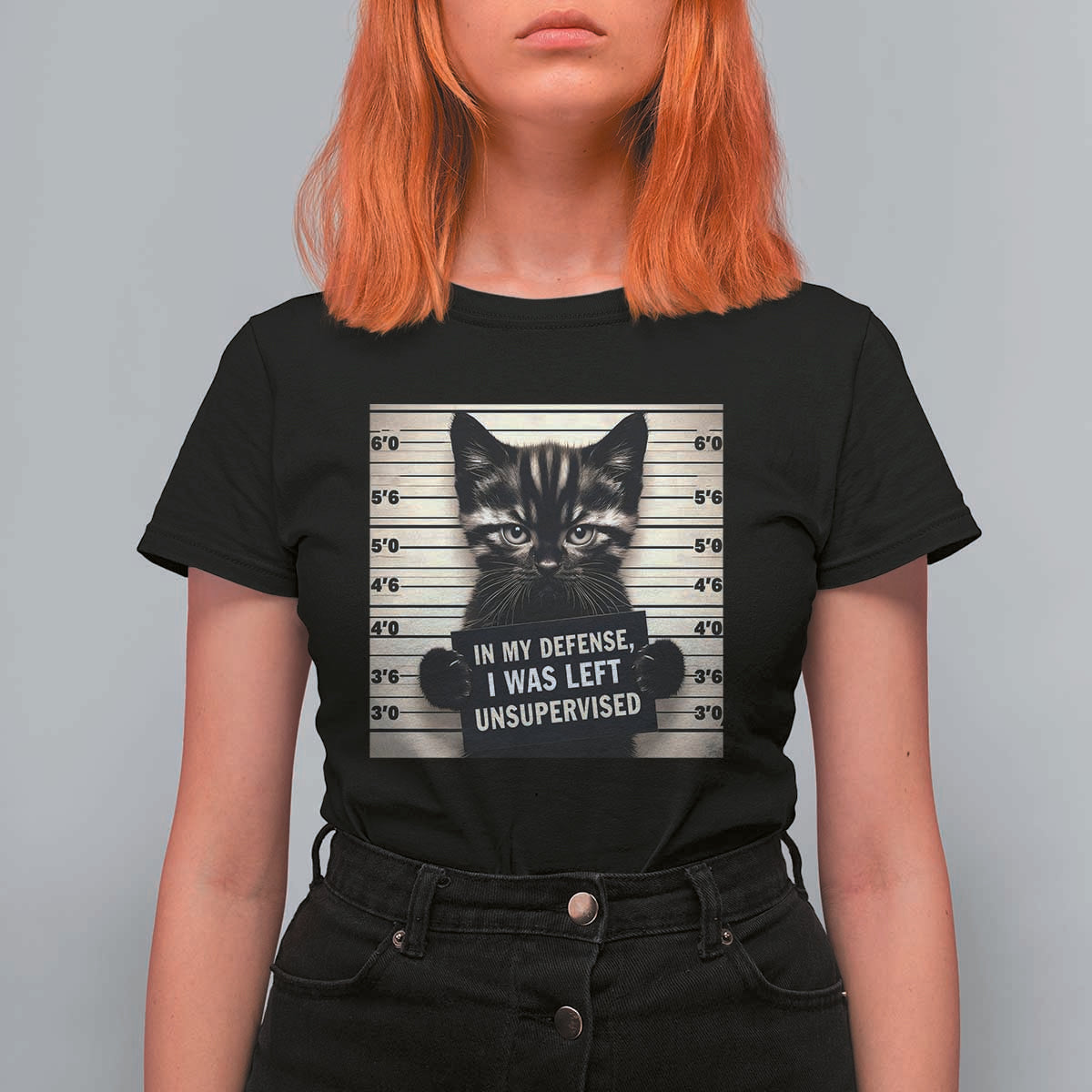 Funny Bad Cat Attitude T Shirt For Women In My Defense I Was Left Unsupervised