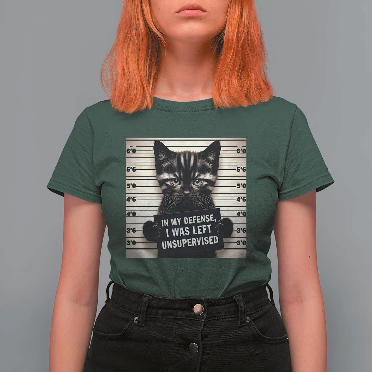 Funny Bad Cat Attitude T Shirt For Women In My Defense I Was Left Unsupervised