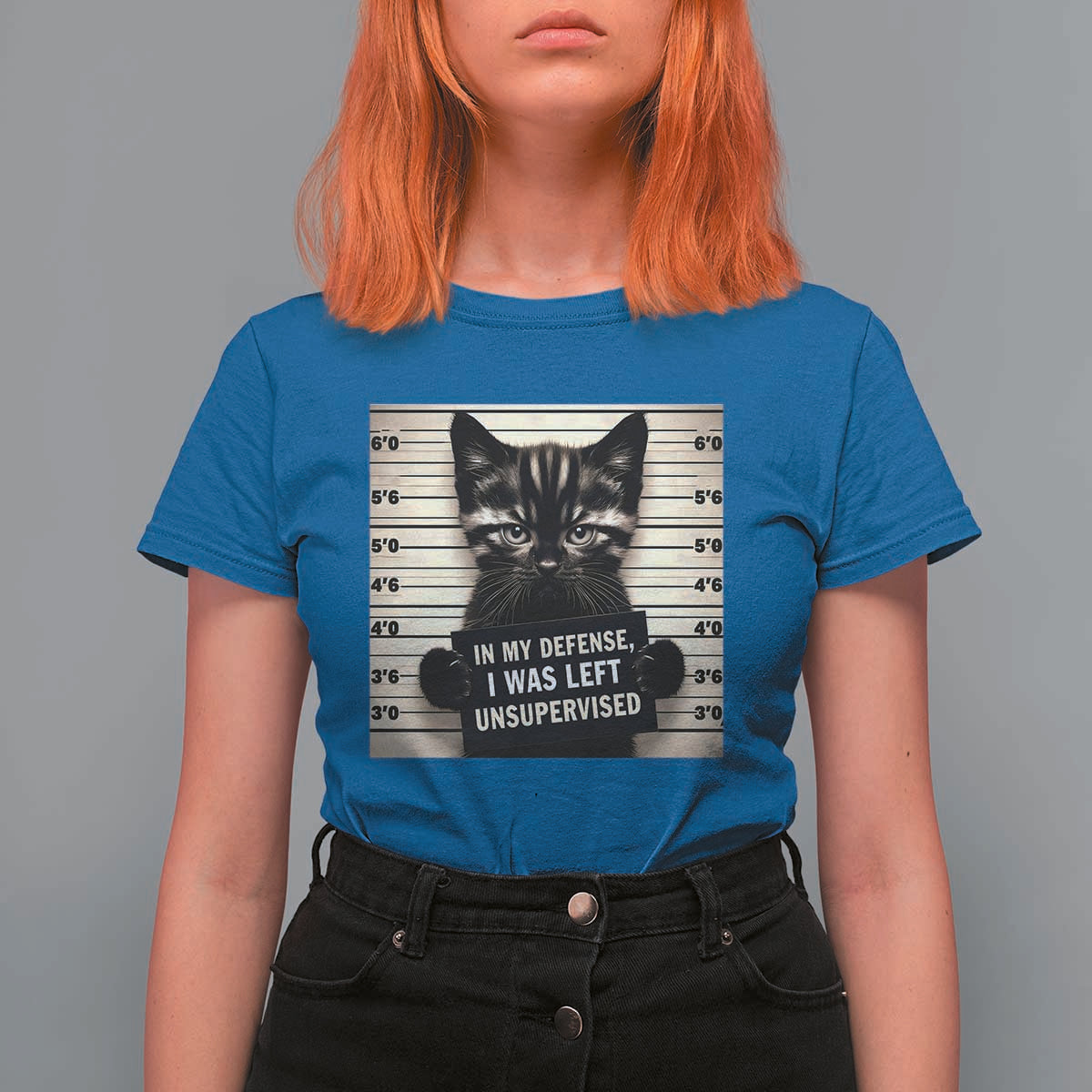 Funny Bad Cat Attitude T Shirt For Women In My Defense I Was Left Unsupervised