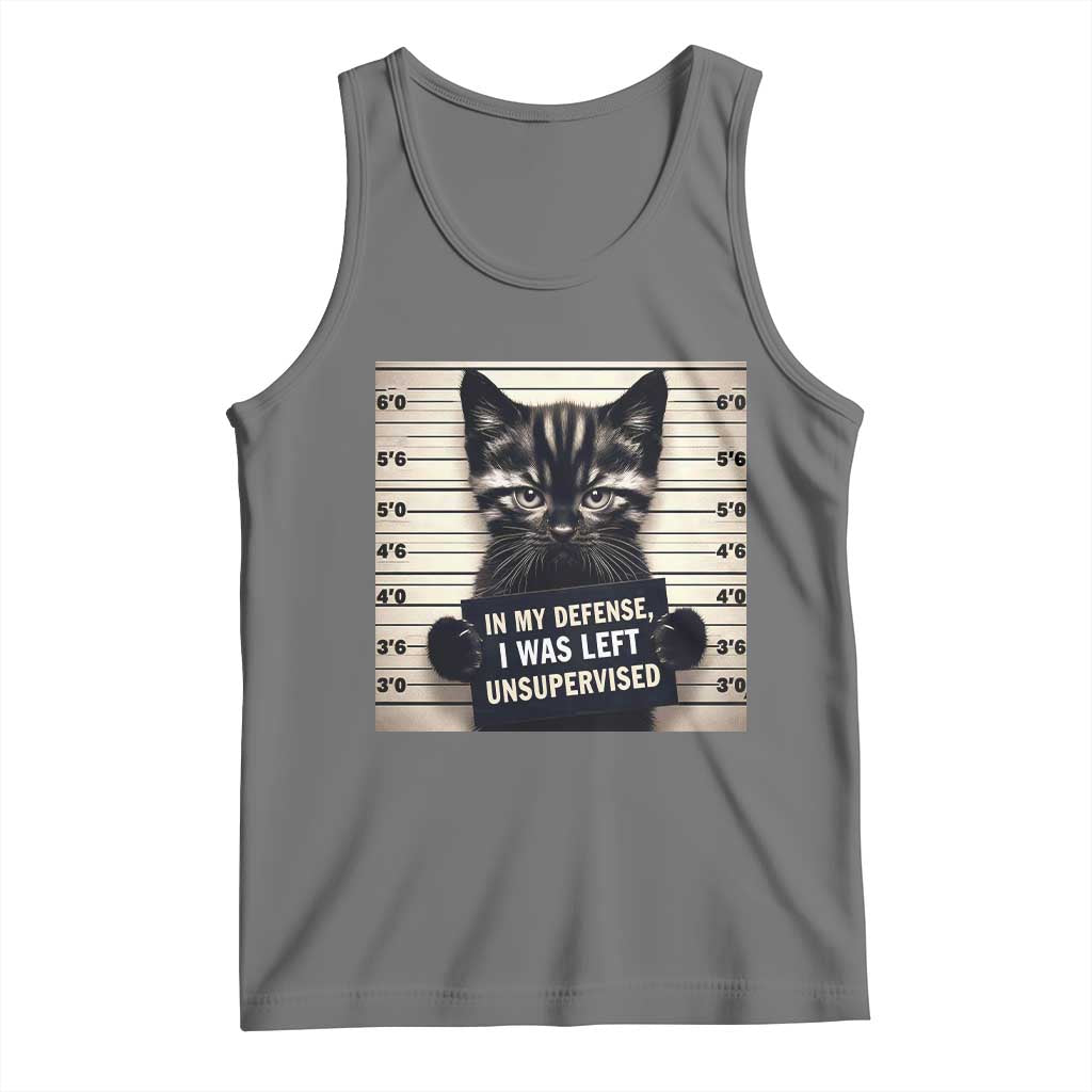 Funny Bad Cat Attitude Tank Top In My Defense I Was Left Unsupervised