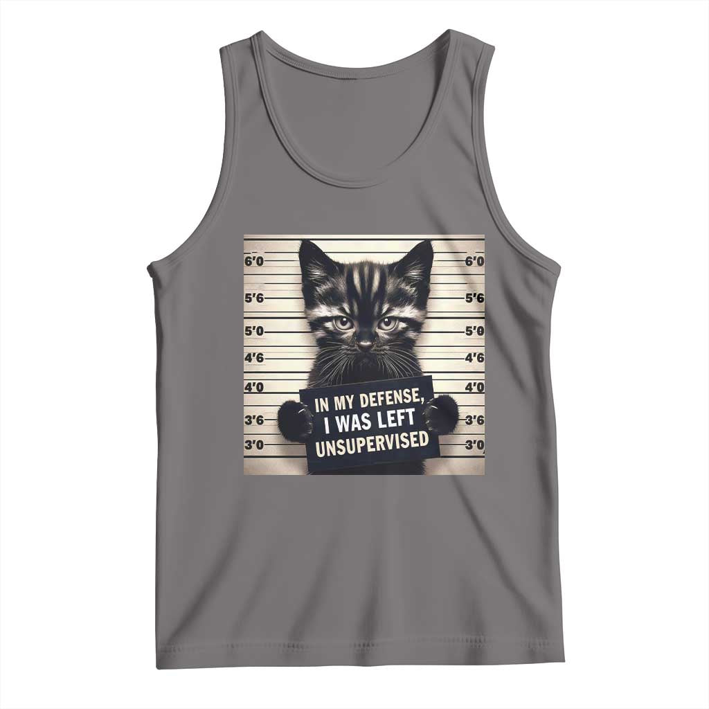 Funny Bad Cat Attitude Tank Top In My Defense I Was Left Unsupervised