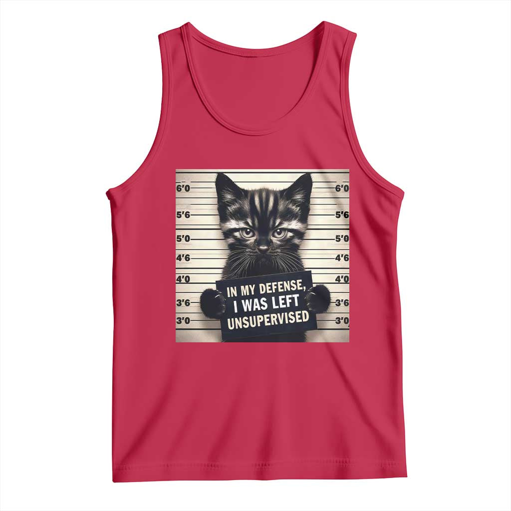 Funny Bad Cat Attitude Tank Top In My Defense I Was Left Unsupervised