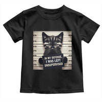 Funny Bad Cat Attitude Toddler T Shirt In My Defense I Was Left Unsupervised