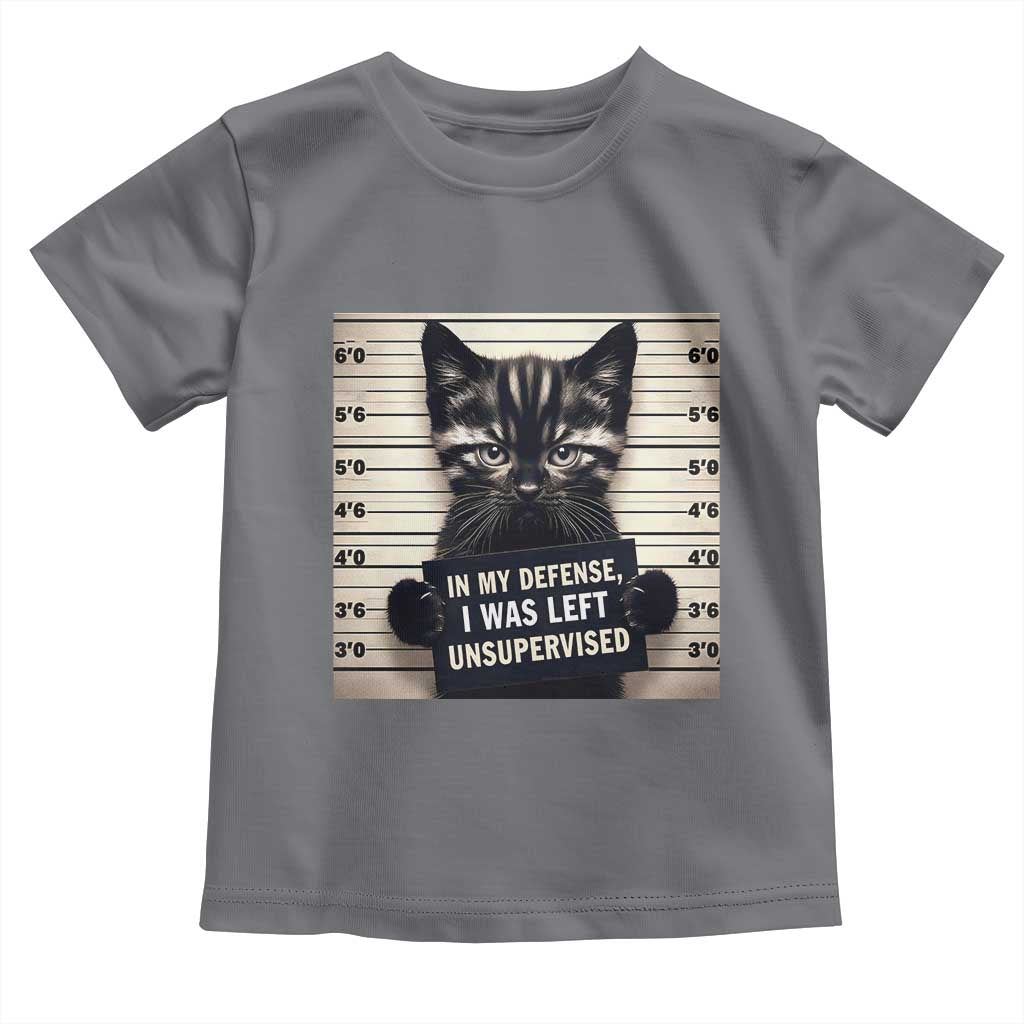 Funny Bad Cat Attitude Toddler T Shirt In My Defense I Was Left Unsupervised