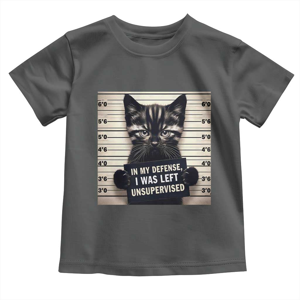 Funny Bad Cat Attitude Toddler T Shirt In My Defense I Was Left Unsupervised