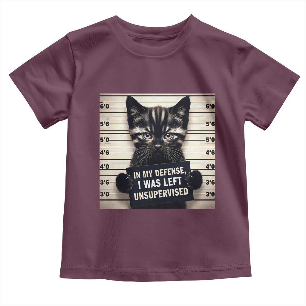 Funny Bad Cat Attitude Toddler T Shirt In My Defense I Was Left Unsupervised