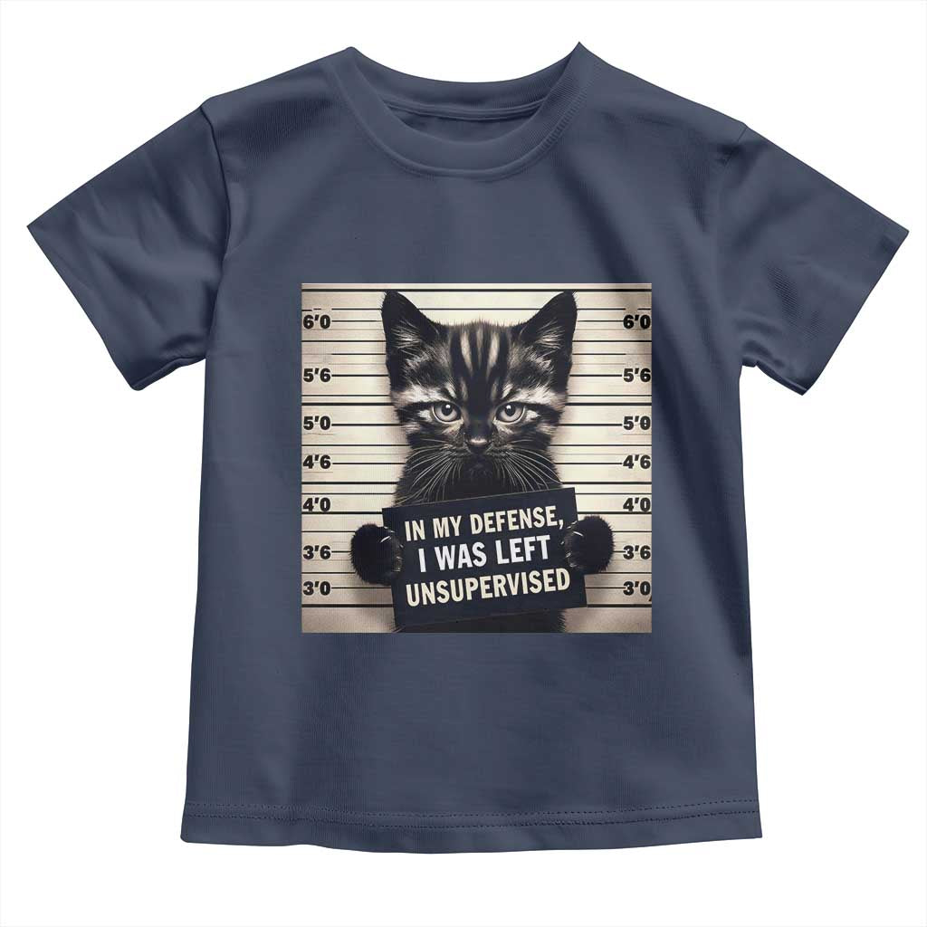 Funny Bad Cat Attitude Toddler T Shirt In My Defense I Was Left Unsupervised
