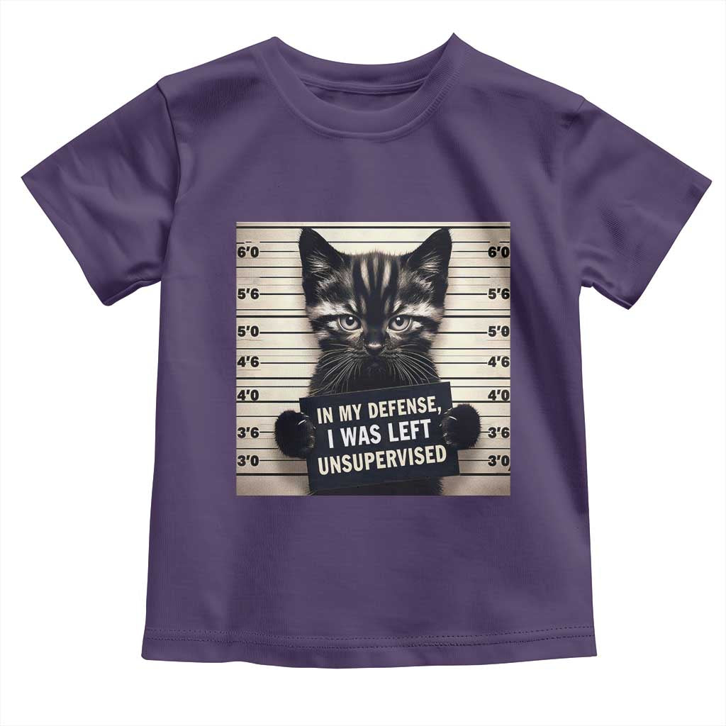 Funny Bad Cat Attitude Toddler T Shirt In My Defense I Was Left Unsupervised