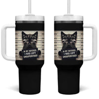 Funny Bad Cat Attitude Tumbler With Handle In My Defense I Was Left Unsupervised