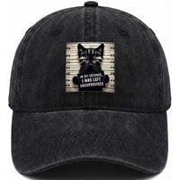 Funny Bad Cat Attitude Washed Cotton Baseball Cap In My Defense I Was Left Unsupervised