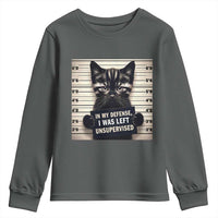 Funny Bad Cat Attitude Youth Sweatshirt In My Defense I Was Left Unsupervised