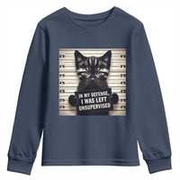 Funny Bad Cat Attitude Youth Sweatshirt In My Defense I Was Left Unsupervised