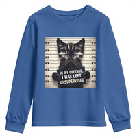 Funny Bad Cat Attitude Youth Sweatshirt In My Defense I Was Left Unsupervised