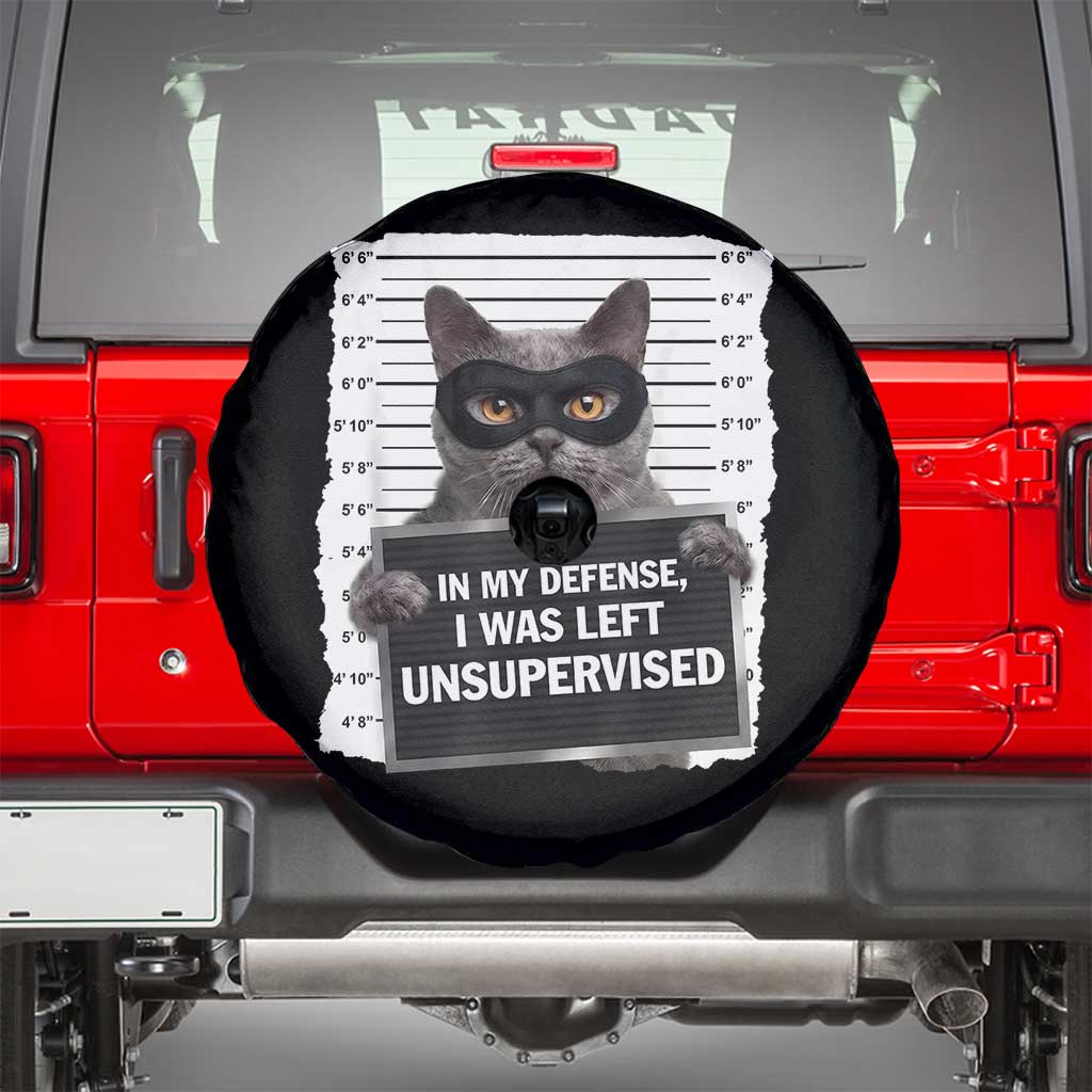Funny Cat Mugshot Spare Tire Cover In My Defense I Was Left Unsupervised