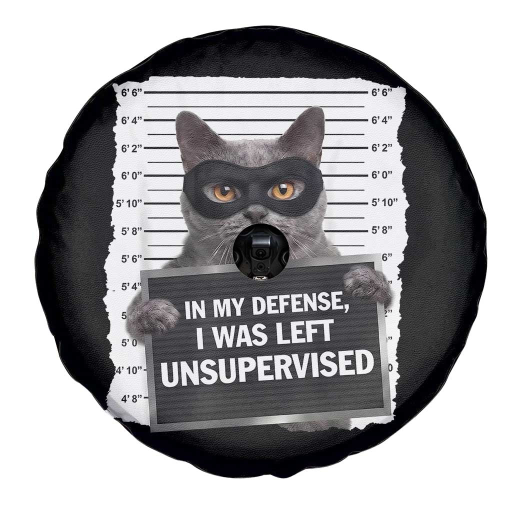 Funny Cat Mugshot Spare Tire Cover In My Defense I Was Left Unsupervised
