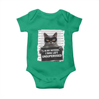 Funny Cat Mugshot Baby Onesie In My Defense I Was Left Unsupervised