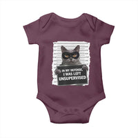 Funny Cat Mugshot Baby Onesie In My Defense I Was Left Unsupervised