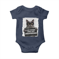 Funny Cat Mugshot Baby Onesie In My Defense I Was Left Unsupervised