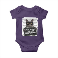 Funny Cat Mugshot Baby Onesie In My Defense I Was Left Unsupervised