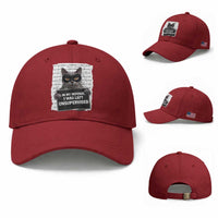 Funny Cat Mugshot Baseball Cap In My Defense I Was Left Unsupervised