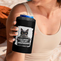 Funny Cat Mugshot 4 in 1 Can Cooler Tumbler In My Defense I Was Left Unsupervised