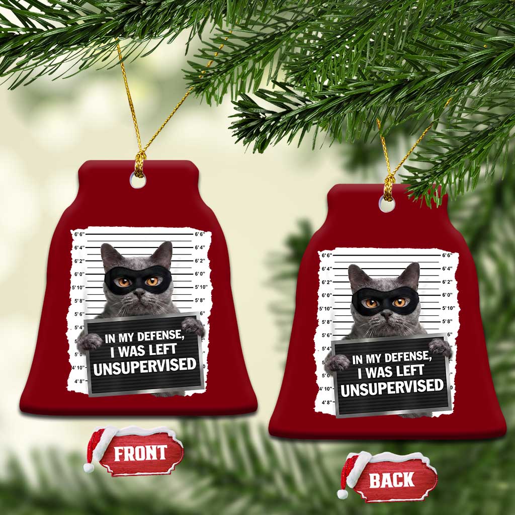 Funny Cat Mugshot Ceramic Ornament In My Defense I Was Left Unsupervised