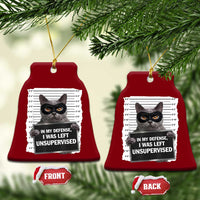 Funny Cat Mugshot Ceramic Ornament In My Defense I Was Left Unsupervised