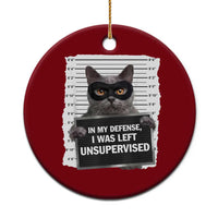 Funny Cat Mugshot Ceramic Ornament In My Defense I Was Left Unsupervised
