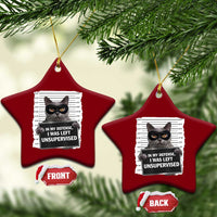 Funny Cat Mugshot Ceramic Ornament In My Defense I Was Left Unsupervised