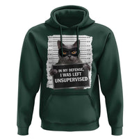 Funny Cat Mugshot Hoodie In My Defense I Was Left Unsupervised