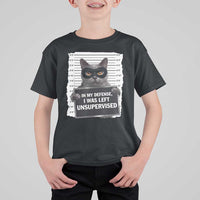 Funny Cat Mugshot T Shirt For Kid In My Defense I Was Left Unsupervised