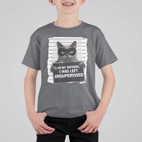 Funny Cat Mugshot T Shirt For Kid In My Defense I Was Left Unsupervised