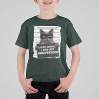 Funny Cat Mugshot T Shirt For Kid In My Defense I Was Left Unsupervised